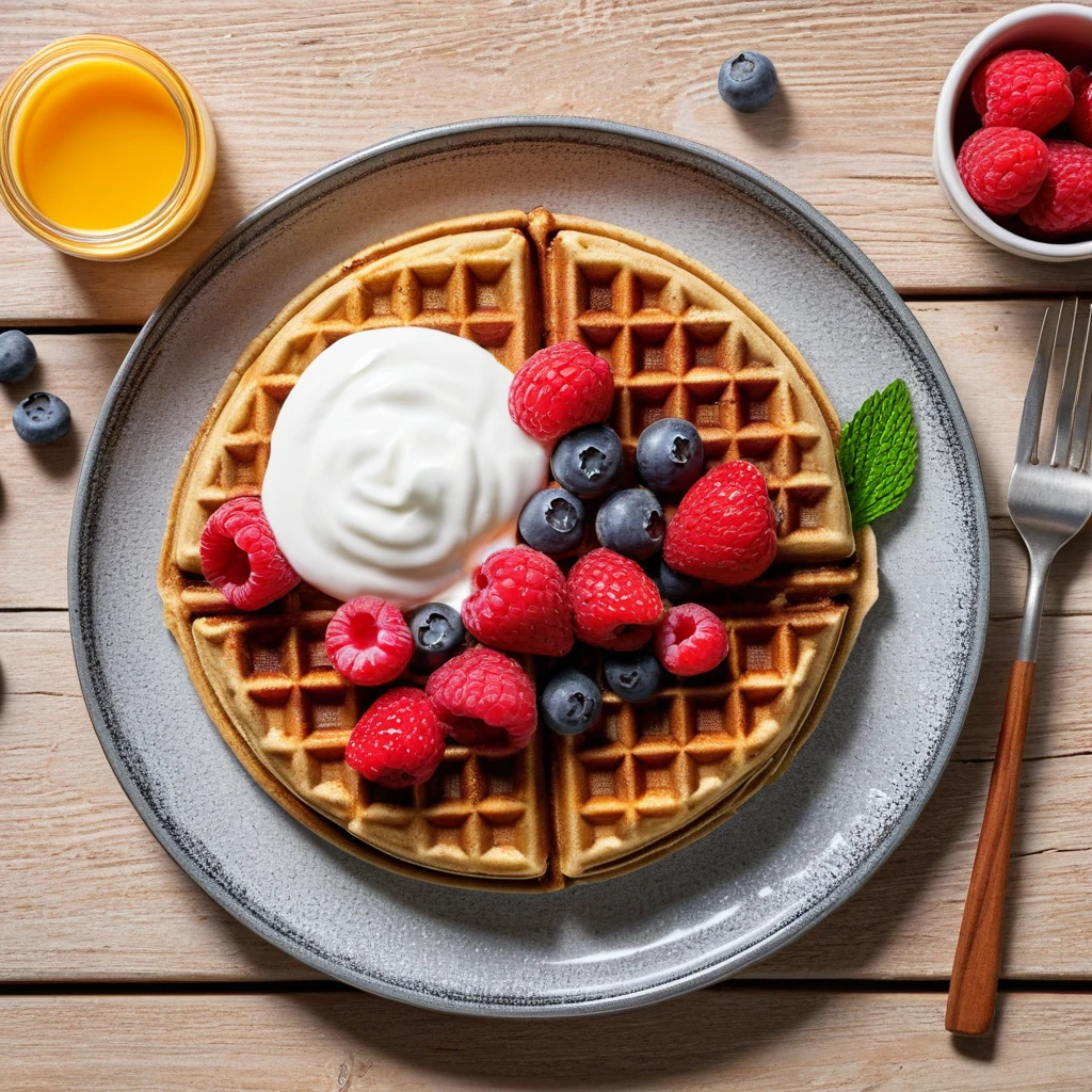 Oatmeal Waffles with Berries and Yogurt