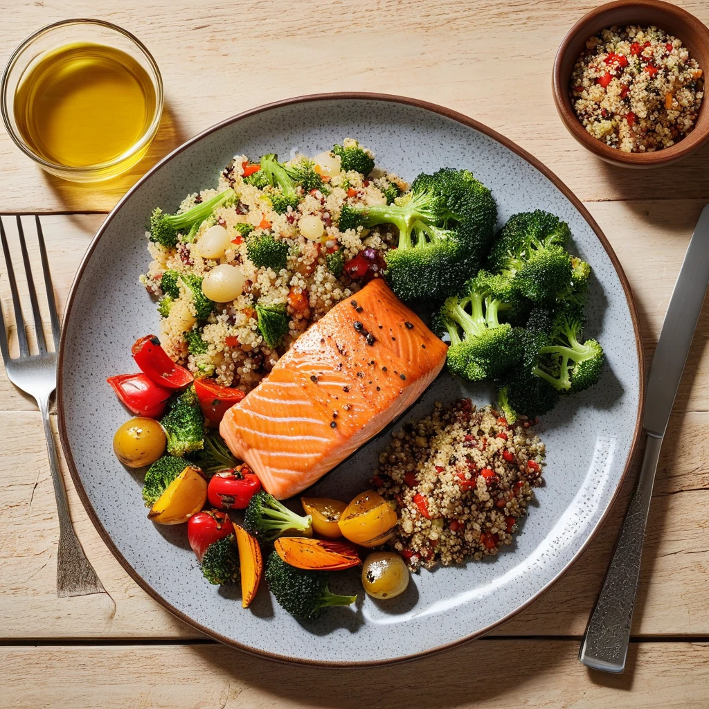 Baked Salmon with Quinoa and Roasted Vegetables
