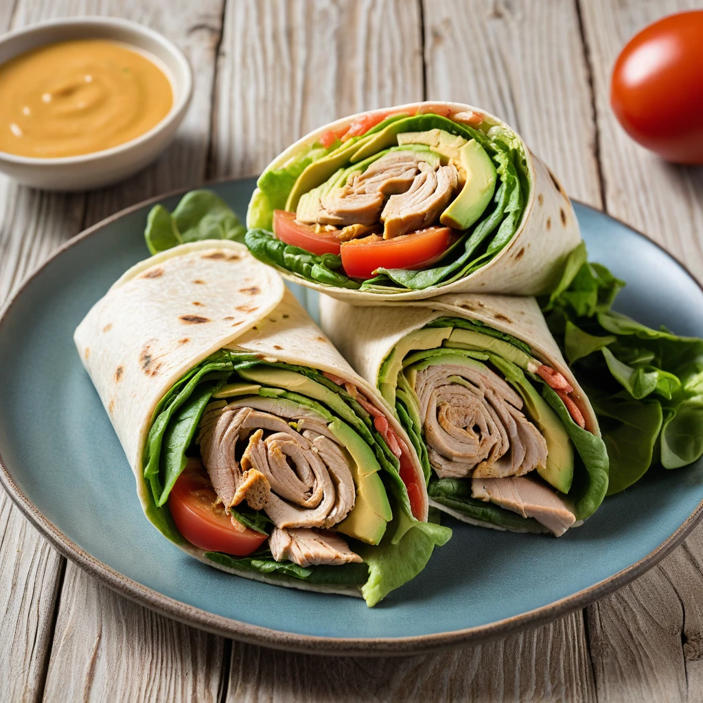 Turkey and Avocado Wrap with Mixed Greens